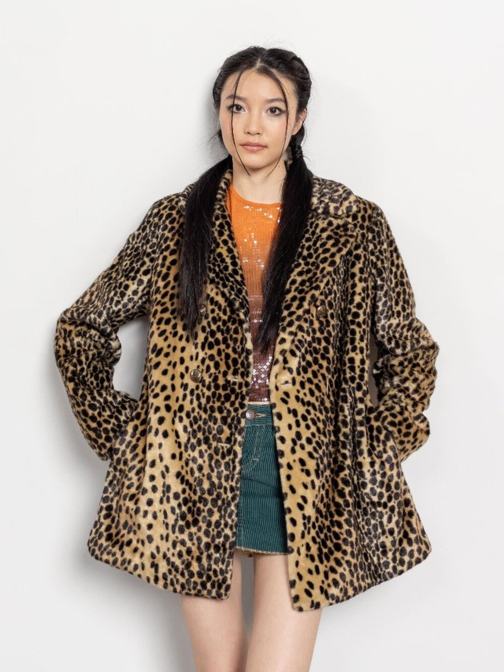 LEOPARD FAUX FUR Vintage Jacket Coat 90's Winter / Medium Small